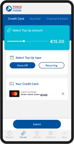 Tesco Mobile App top ups image